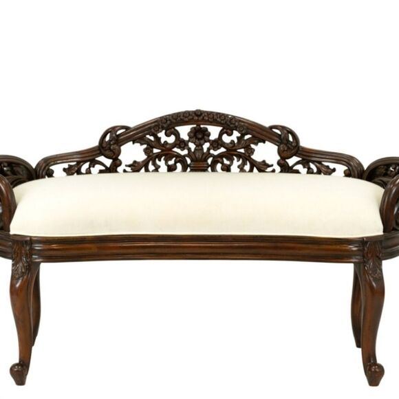 Vintage Handcarved Vanity Bench - Picture 8 of 8